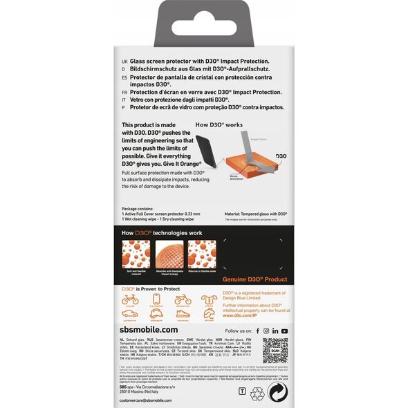 SBS Mobile Szkło hartowane SBS Tempered Glass D3O z ramką do iPhone 16 Plus / iPhone 15 Plus 14251977 8018417482618