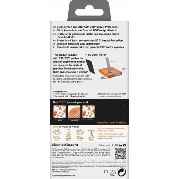 SBS Mobile Szkło hartowane SBS Tempered Glass D3O z ramką do iPhone 16 Pro 14251978 8018417482601
