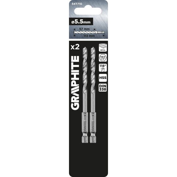 Wiertło Graphite Wiertło do metalu Hex 5.5 mm, 2 szt. 14254162 5902062889041