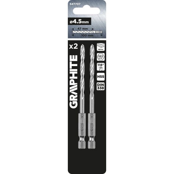 Wiertło Graphite Wiertło do metalu Hex 4.5 mm, 2 szt. 14254182 5902062947420