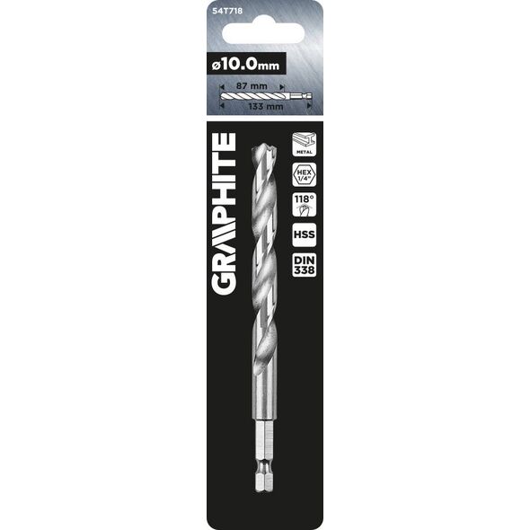 Wiertło Graphite Wiertło do metalu Hex 10.0 mm 14254185 5902062088130