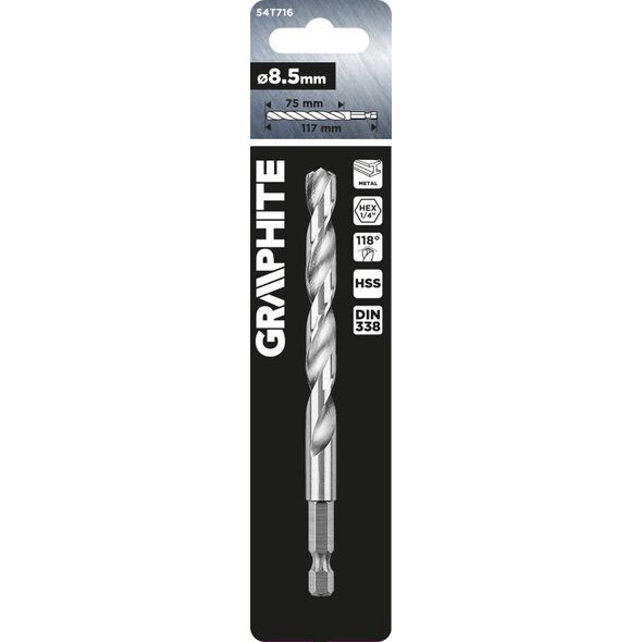 Wiertło Graphite Wiertło do metalu Hex 8.5 mm 14254194 5902062508751