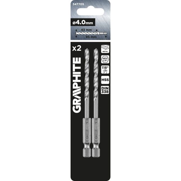 Wiertło Graphite Wiertło do metalu Hex 4.0 mm, 2 szt. 14254195 5902062072870