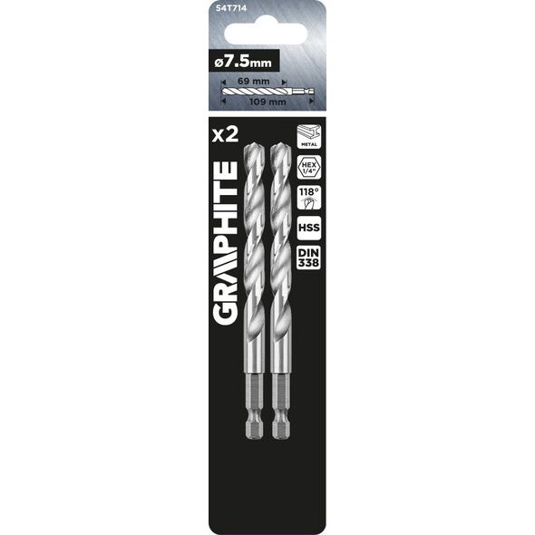 Wiertło Graphite Wiertło do metalu Hex 7.5 mm, 2 szt. 14254208 5902062508737