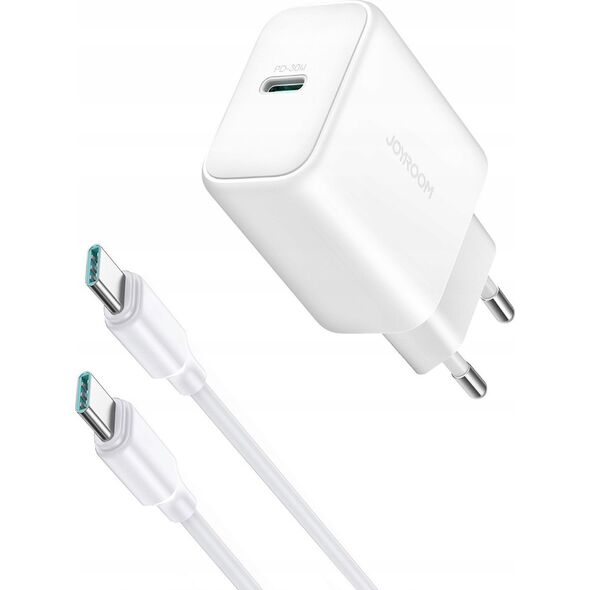 Ładowarka Joyroom Ładowarka Joyroom JR-TCF24 sieciowa USB-C PD 30W QC SFC - biała + kabel USB-C 1m 14254253 6956116724801