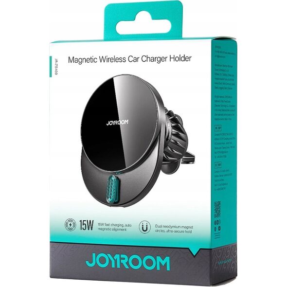 Joyroom Uchwyt Joyroom JR-ZS409 magnetyczny z ładowarką indukcyjną 15W na kratkę nawiewu w samochodzie - czarny 14254264 6956116724153