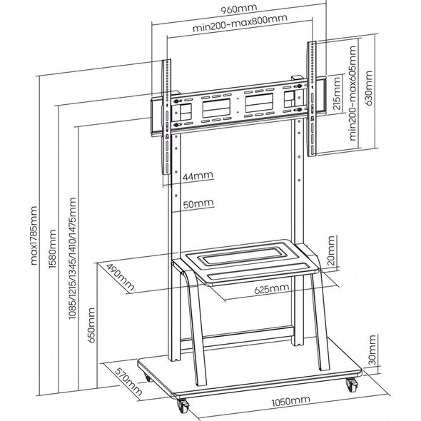Art MOBILNY STOJAK+UCHWYT DO TV 37-100" 150KG S-13 ART Vesa 800x600 HEAVY DUTY one size 14255067 5906721172758