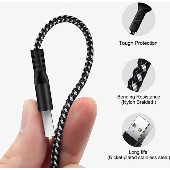 Kabel USB Maclean Kabel do iPhone Maclean, do iPhone, Wspierający Fast Charge 2.4A, Przesył danych, 5V/2.4A, Czarny, Dł.2m, MCE481 14265648 5902211124481