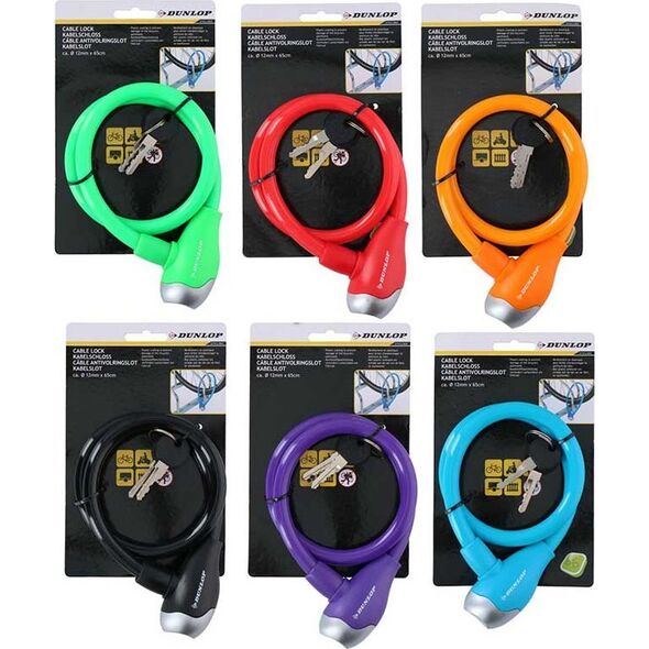 Dunlop Dunlop - Zapięcie do roweru spiralne na klucz 65 cm (Czerwony) 14265661 5904501203364