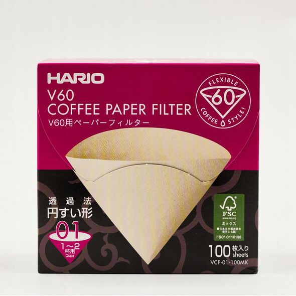 Hario Hario - Filtry papierowe Misarashi brązowe - V60-01 - 100 Sztuk 14280407 4977642723801