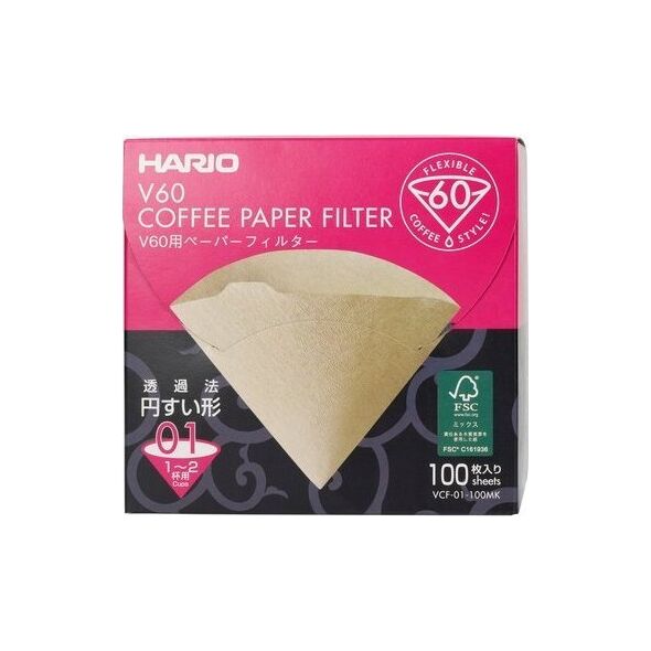Hario Hario - Filtry papierowe Misarashi brązowe - V60-01 - 100 Sztuk 14280407 4977642723801