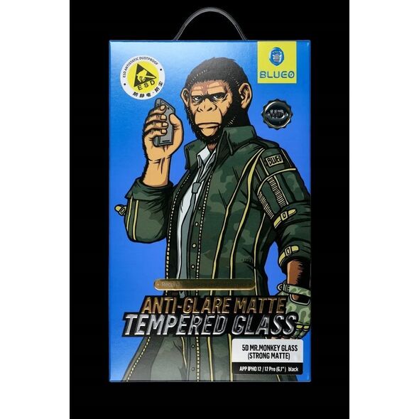 Blueo Szkło Hartowane 5D Mr. Monkey Glass - Apple iPhone 14 Pro Max czarny (Strong Matte) 14295027 5903396252204