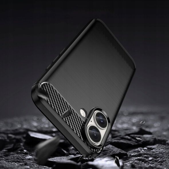 Hurtel Etui silikonowe Carbon Case do iPhone 16 - czarne 14295426 5907769364730
