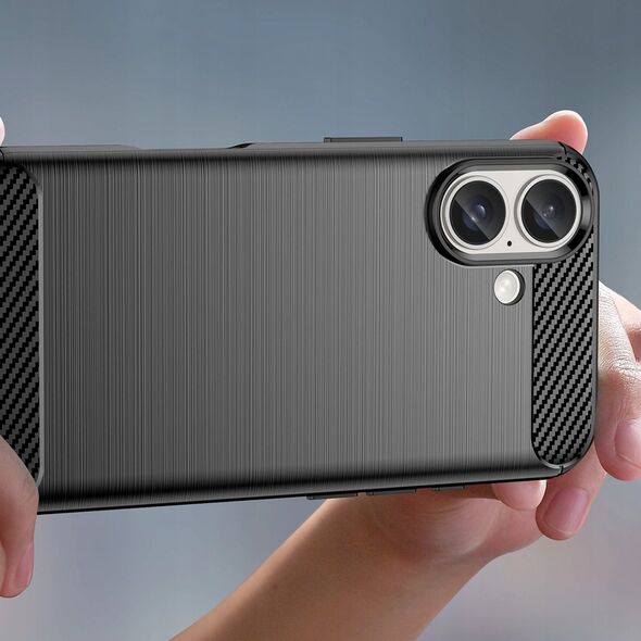 Hurtel Etui silikonowe Carbon Case do iPhone 16 - czarne 14295426 5907769364730