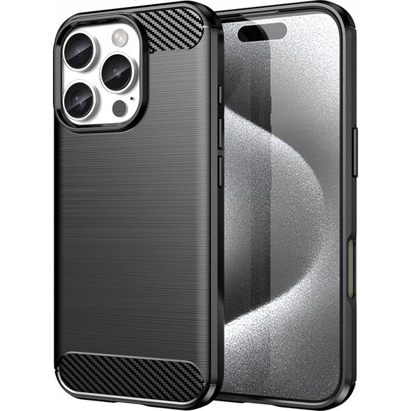 Hurtel Etui silikonowe Carbon Case do iPhone 16 Pro Max - czarne 14295430 5907769364761