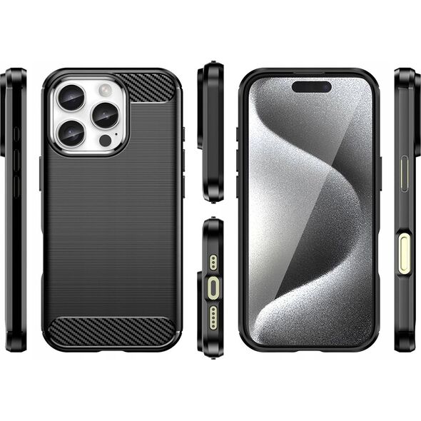 Hurtel Etui silikonowe Carbon Case do iPhone 16 Pro Max - czarne 14295430 5907769364761