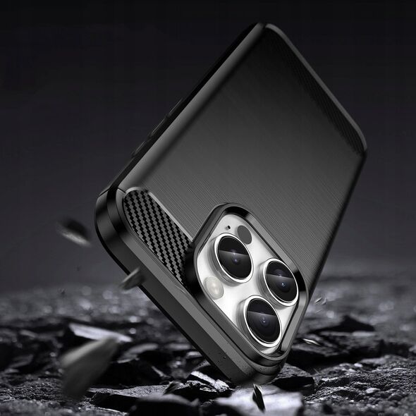 Hurtel Etui silikonowe Carbon Case do iPhone 16 Pro Max - czarne 14295430 5907769364761