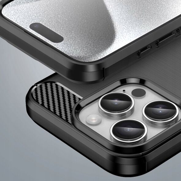 Hurtel Etui silikonowe Carbon Case do iPhone 16 Pro Max - czarne 14295430 5907769364761
