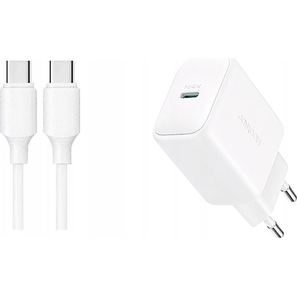 Ładowarka Joyroom Ładowarka Joyroom JR-TCF20 sieciowa USB-C PD 20W - biała + kabel USB-C / USB-C 1m 14295462 6956116723118