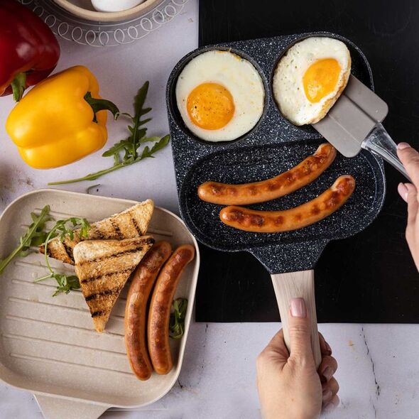 Patelnia Klausberg PATELNIA MARMURKOWA 3 W 1 DO JAJEK NALEŚNIKÓW PLACKÓW GRILL KLAUSBERG KB-7816 CZARNA 14393034 5908287278165