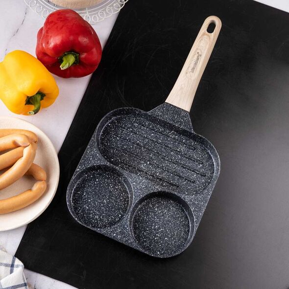 Patelnia Klausberg PATELNIA MARMURKOWA 3 W 1 DO JAJEK NALEŚNIKÓW PLACKÓW GRILL KLAUSBERG KB-7816 CZARNA 14393034 5908287278165