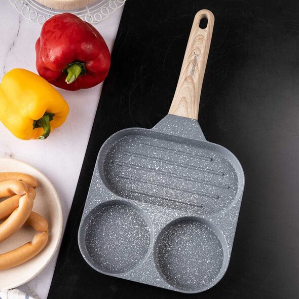 Patelnia Klausberg PATELNIA MARMURKOWA 3 W 1 DO JAJEK NALEŚNIKÓW PLACKÓW GRILL KLAUSBERG KB-7817 SZARA 14393067 5908287278172