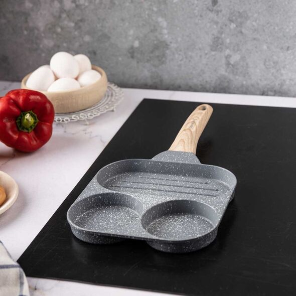 Patelnia Klausberg PATELNIA MARMURKOWA 3 W 1 DO JAJEK NALEŚNIKÓW PLACKÓW GRILL KLAUSBERG KB-7817 SZARA 14393067 5908287278172