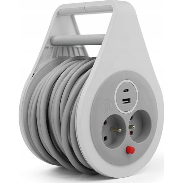 Plastrol Przedłużacz zwijany 10m 3x1mm2 16A z bezpiecznikiem termicznym + USB-A + USB-C 14394646 5902273426486