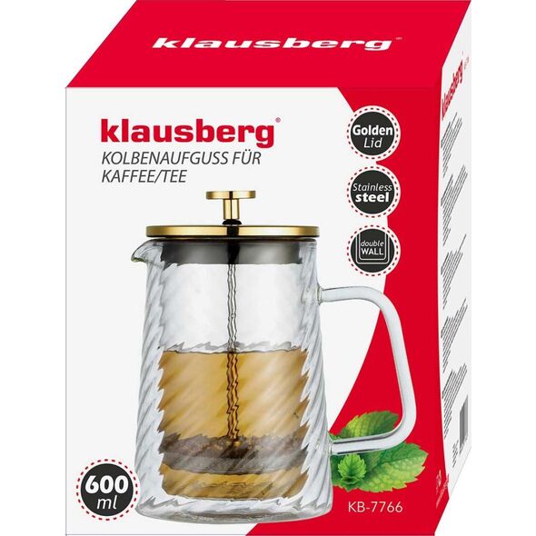 Klausberg ZAPARZACZ TŁOKOWY DO KAWY/HERBATY TERMICZNY 600ml KLAUSBERG KB-7766 14400011 5908287277663