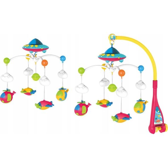 LeanToys Karuzelka Do Łóżeczka Dla Niemowlaka Ufo Samoloty Projektor 108 Melodii