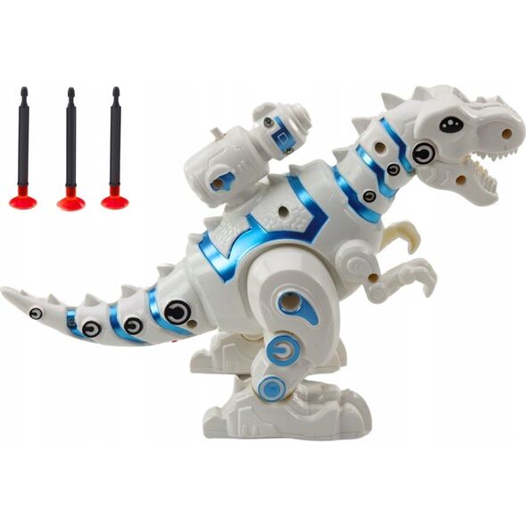 LeanToys Robot Dinozaur Z Wyrzutnią Strzałek Światła Dźwięki Biały