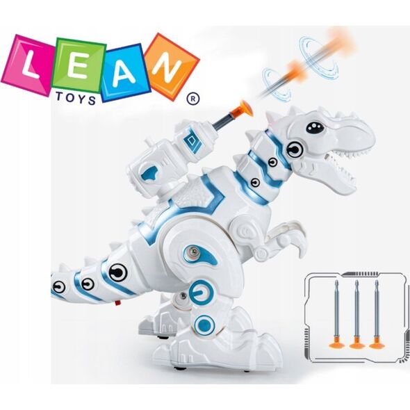 LeanToys Robot Dinozaur Z Wyrzutnią Strzałek Światła Dźwięki Biały