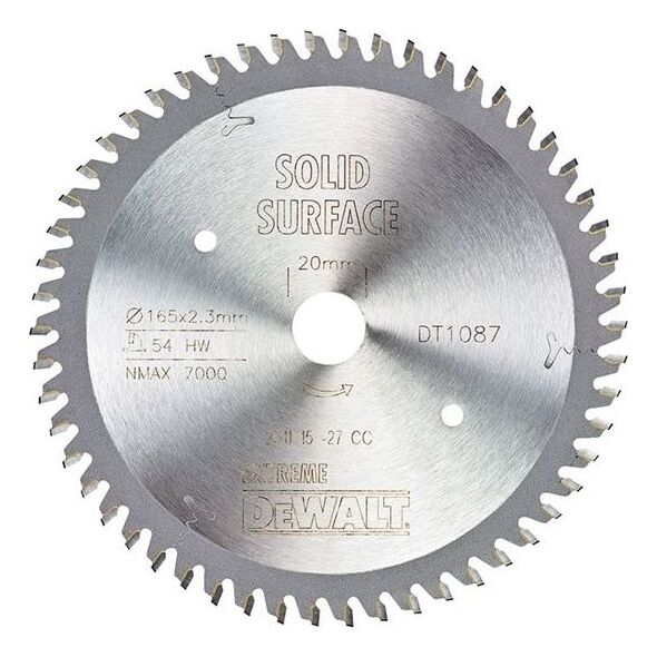 Dewalt tarcza pilarska do zagłębiarek 165x20mm, 54 zęby MTCG, bardzo dokładne, czyste cięcie (DT1087-QZ)