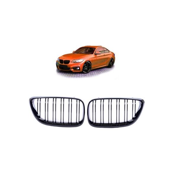 MTuning Grill sportowy podwójne żeberka Gloss Black BMW 2 F22 F23 2013-2021