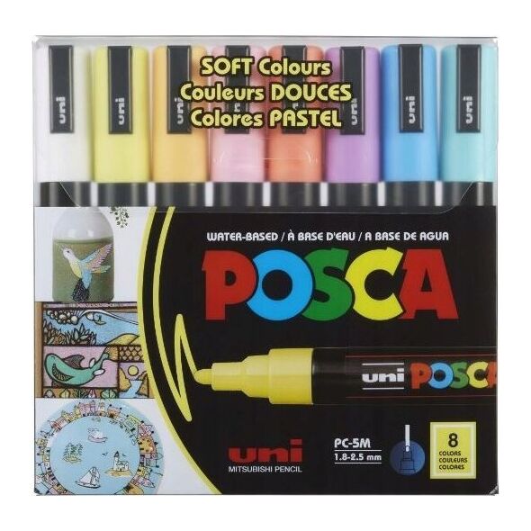 Posca Posca - PC1MC - Extra Fine Bullet Tip Pen - Soft Colors, 8 pc /Arts and Crafts