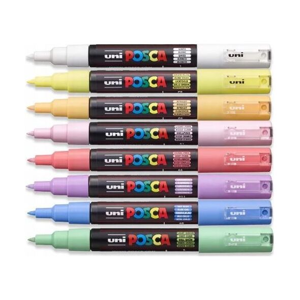 Posca Posca - PC1MC - Extra Fine Bullet Tip Pen - Soft Colors, 8 pc /Arts and Crafts