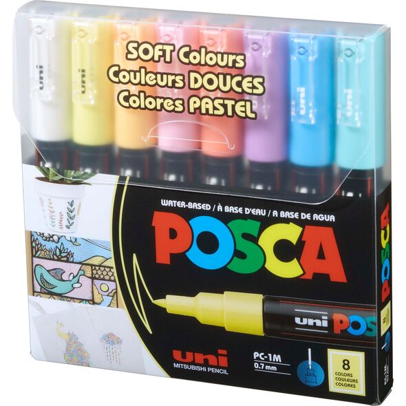 Posca Posca - PC1MC - Extra Fine Bullet Tip Pen - Soft Colors, 8 pc /Arts and Crafts