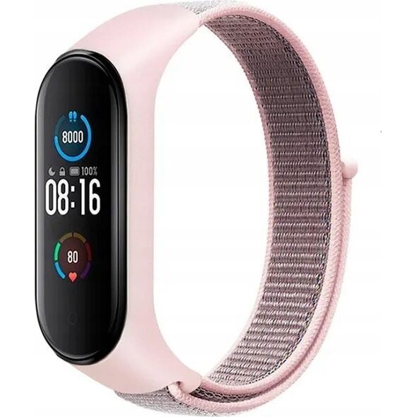 OEM Pasek nylonowy do XIAOMI Mi Band 5 / 6 / 7 różowa (07)
