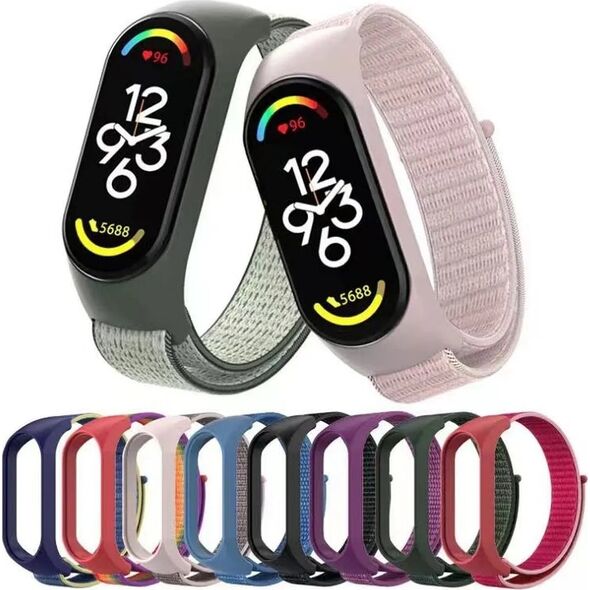 OEM Pasek nylonowy do XIAOMI Mi Band 5 / 6 / 7 różowa (07)