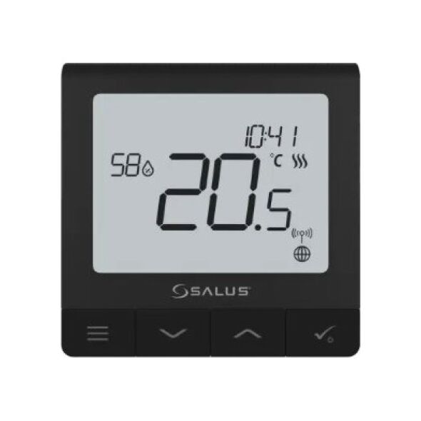 Salus Salus bezprzewodowy, natynkowy regulator temperatury SQ610BRF Quantum, akumulatorowy, czarny 14100228 5056632700424