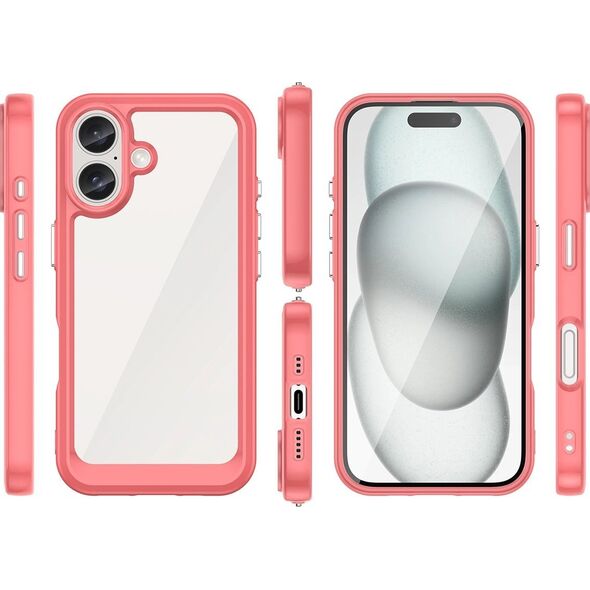 Hurtel Etui Outer Space Case z żelową ramką do iPhone 16 Plus - czerwone 14202327 5907769364983