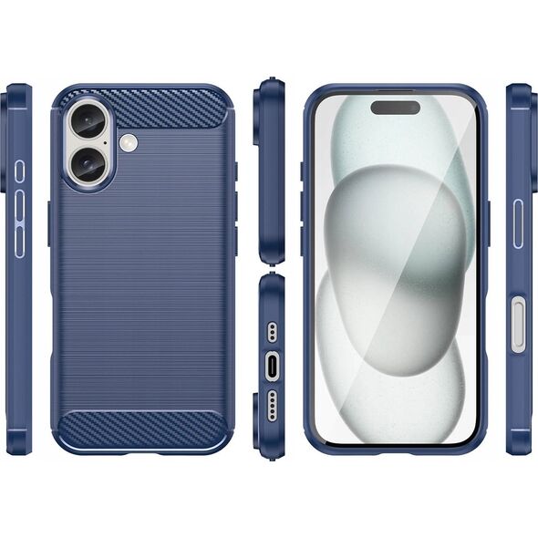 Hurtel Etui silikonowe Carbon Case do iPhone 16 - niebieskie 14295397 5907769364778