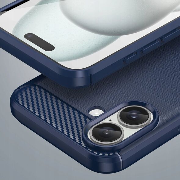 Hurtel Etui silikonowe Carbon Case do iPhone 16 - niebieskie 14295397 5907769364778