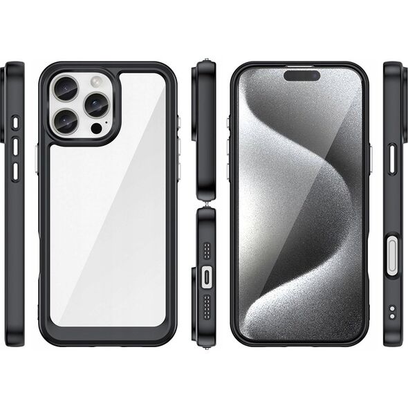 Hurtel Etui Outer Space Case z żelową ramką do iPhone 16 Pro - czarne 14295403 5907769364914