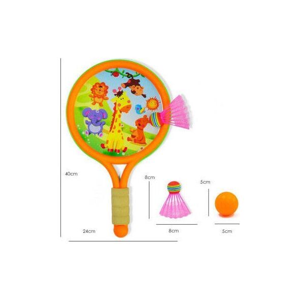LeanToys Rakietki Do Badmintona Dziecięce Dinozaury Pomarańczowa Zielona