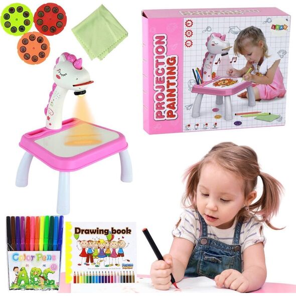 LeanToys Projektor Do Rysowania Jednorożec Pisaki Wkładki Różowy
