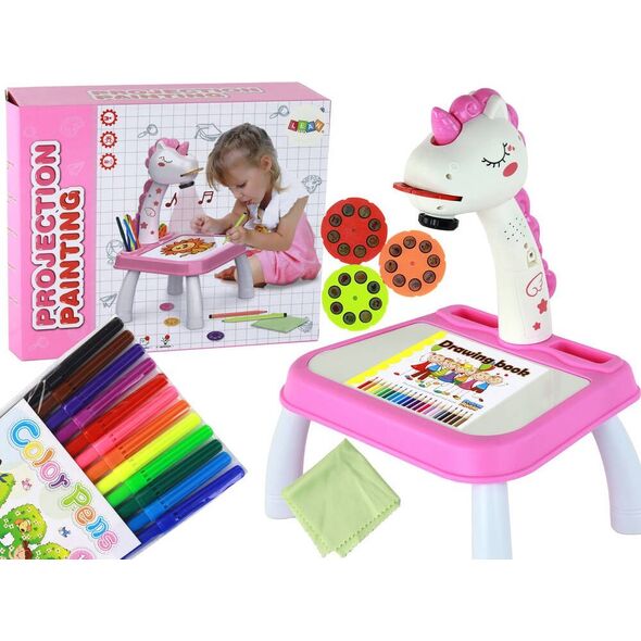 LeanToys Projektor Do Rysowania Jednorożec Pisaki Wkładki Różowy