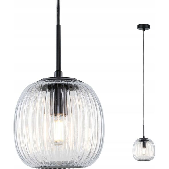 Lampa wisząca Paulmann Oprawa wisząca łazienkowa RUYA E14 max.20W IP44 230V czarny matowy / szkło
