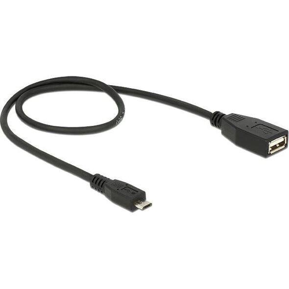Kabel USB Delock USB-A - microUSB 0.5 m Czarny (83183)