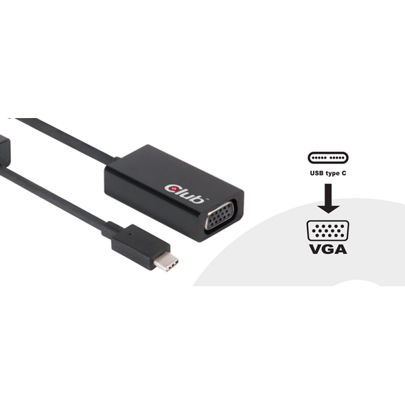 Adapter USB Club 3D USB-C - VGA Czarny  (CAC-1502)